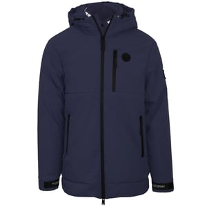 Plein Sport gepolsterte kleine kreisförmige Logo gebrandmarkt Marineblau Jacke