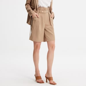 Bermudashorts mit hoher Taille und Falten