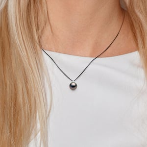 DIADEMA - Halskette - Schwarzes Nylon - Tahiti-Perle und echter Diamant