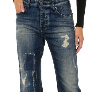 Frauen lange getragen und zerrissen Effekt Denim Hosen 6Y5990-5D3UZ