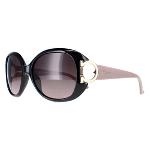 Salvatore Ferragamo Oval Womens Schwarz Taupe Braun Gradient SF668