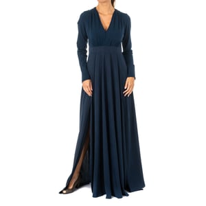 Langärmeliges Frauenkleid mit V-Ausschnitt KWD005