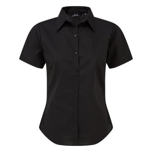 Premier Kurzarm-Popeline-Bluse / Schlichte Arbeitshemden (Schwarz)