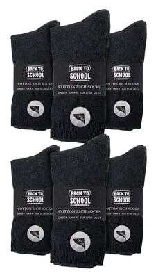 12 Paar Multipack Kids Plain School Socken | Jungen & Mädchen | 3 Größen | Sock Snob Childrens Cotton Rich Socks - Grau