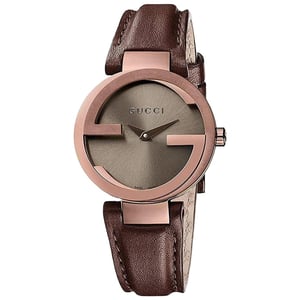 Gucci YA133504 Interlocking braunes Zifferblatt Damenuhr