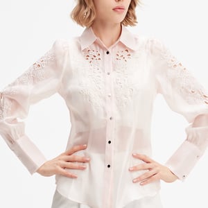 Bestickte Organza-Bluse