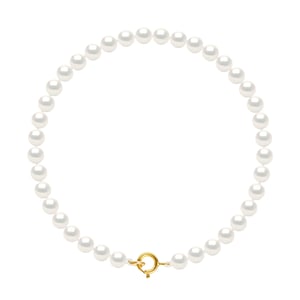 DIADEMA - Armband - Echte Süßwasserperlen - Weiß - Gelbgold