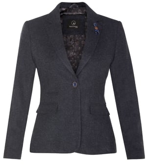 Damen-Blazer aus Tweed im 1920er-Jahre-Stil mit Fischgrätenmuster in Marineblau