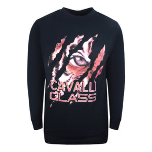Cavalli Class Peeking Tiger Design Marineblaues Sweatshirt