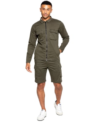 Enzo | Herren Cargo-Trainingsanzug mit Shorts Set - Khaki