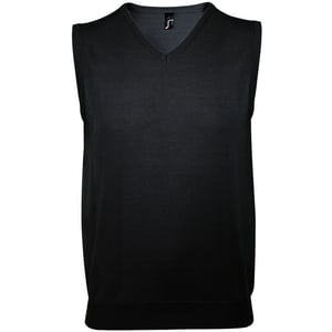 SOLS Unisex Herren ärmellose V-Ausschnitt Pullover Weste (Schwarz)