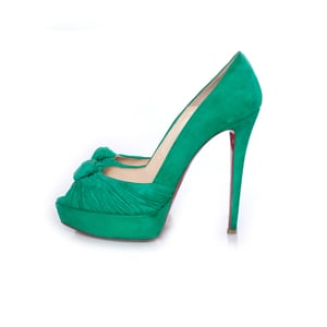 Mint-grüne Veloursleder Greissimo Pumps.