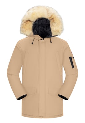 Subprime-Parka für Herren. Der Parka besteht aus hochwertigem Polyester und hat ein warmes Innenfutter. Ideal für die kalten Wintermonate. Der Pelzkragen besteht aus Kunstfell und ist abnehmbar.