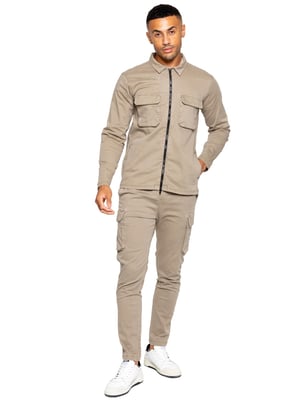 Enzo | Herren Cargo-Trainingsanzug-Set - Beige
