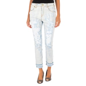 Lange Denim-Hose mit geradem Saum 10DBF0667 Frau