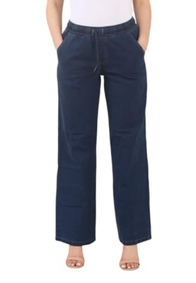 MYT Womens Elasticated High Waist Wide Leg Jeans in Blau