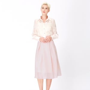 Ausgestellter Rock aus Organza und Satin