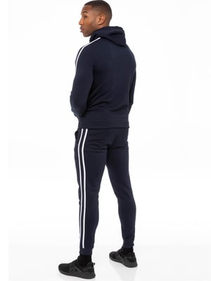 Enzo | Herren Zip Up Tape Hoodie Trainingsanzug Set - Navy