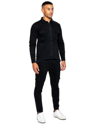Enzo | Herren Cargo-Trainingsanzug-Set - Schwarz