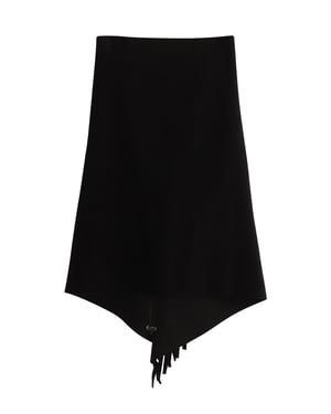 Balenciaga Fransen asymmetrischer Midi-Rock aus schwarzer Wolle
