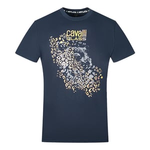 Cavalli Class Leopardenmuster Silhouette Navy T-Shirt