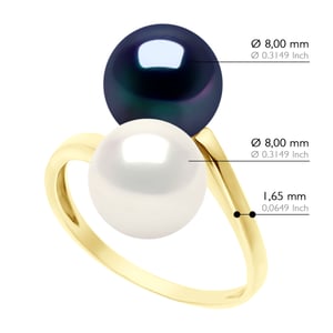Armreifring You & Me – Gelbgold – 2 echte Süßwasser-Zuchtperlen rund 8–9 mm