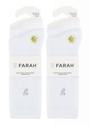 Herren Bambus-Sport-Socken in Schwarz & Weiß | Farah | 4er-Pack | Diabetiker-freundliche Sport-Socken mit glatter Zehennaht & lockerem Oberteil | Tennis Gym Running Socken - Weiß
