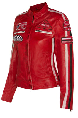 Damen-Lederjacke mit Biker-Rennabzeichen-Agadir