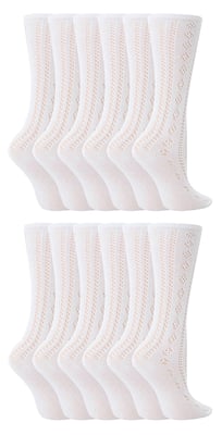 12er-Pack Mädchen Baumwollreiche Kniestrümpfe Weiß Uniform Socken - Weiß