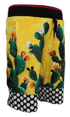 Dolce & Gabbana Mehrfarbige Kaktusdruck Baumwolle Sweat Herren Shorts