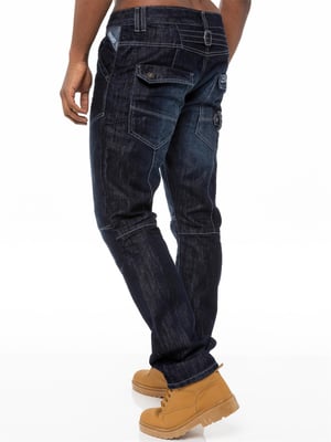 Enzo Herren Denim Jeans Straight Leg - Dunkelblau
