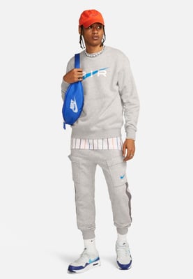 Nike Air Herren Fleece BB Crewneck Trainingsanzug in Grau