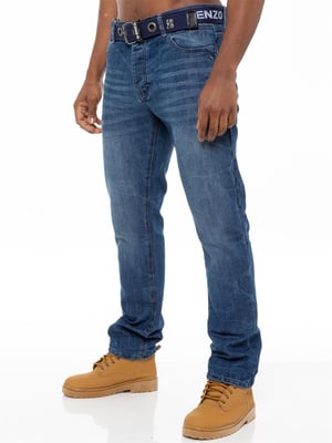 Enzo | Herren Denim Straight Fit Jeans - Blau