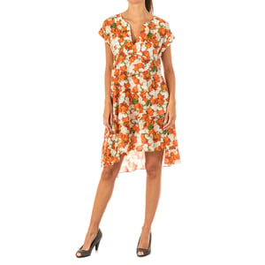 Damen Kleid mit V-Ausschnitt und kurzen Ärmeln LWD008
