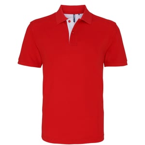 Asquith & Fox Herren Classic Fit Kontrast-Poloshirt (Rot/Weiß)
