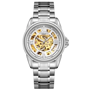 Handmontierte Anthony James Limited Edition Skeleton Stahl Herrenuhr