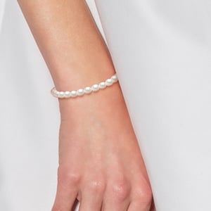 DIADEMA - Armband - Echte Süßwasserperlen - Weiß - Gelbgold