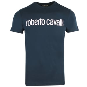 Roberto Cavalli Logo Navy Blau T-Shirt