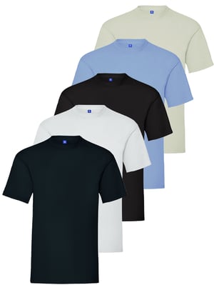 Kruze | Mens Crew Neck T-Shirts (5er Pack) - BLK/GRY/SKY/NVY/WHT