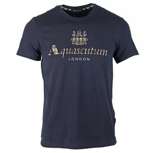 Aquascutum Signature Check Logo Navy T-Shirt