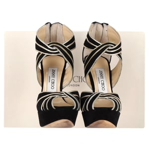 Jimmy Choo Koko Plateau-Sandalen aus schwarzem Wildleder