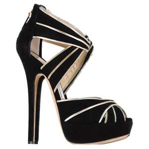 Jimmy Choo Koko Plateau-Sandalen aus schwarzem Wildleder