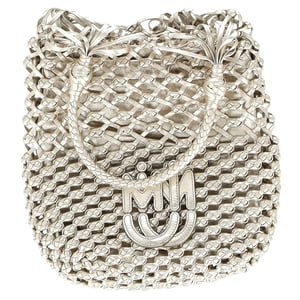 Miu Miu Webstruktur Tote Bag aus silbernem Leder