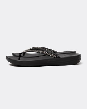 FitFlop Iqushion Sparkle Damen Gummizehenstegsandalen In Schwarz