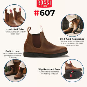 Rossi 607 Booma Chelsea-Stiefel aus rustikalem braunem Leder