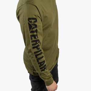 CAT MARKEN BANNER Herren Baumwoll Langarm-T-Shirt Grün