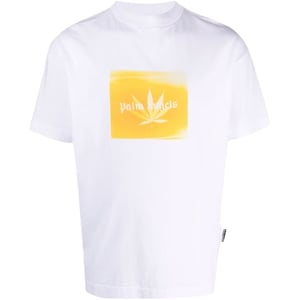 Klassisches weißes T-Shirt mit Blatt-Logo von Palm Angels