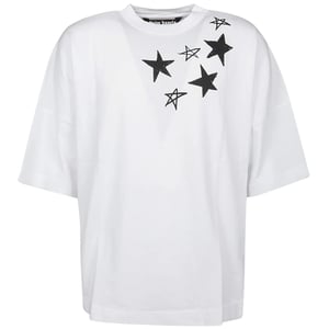 Palm Angels Shooting Stars Overlogo Übergroßes weißes T-Shirt