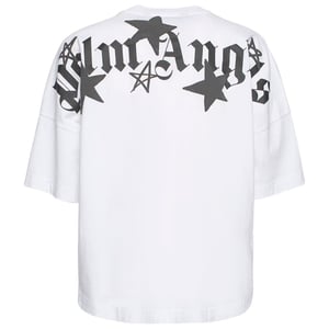Palm Angels Shooting Stars Overlogo Übergroßes weißes T-Shirt