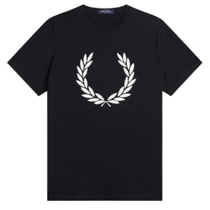 Schwarzes Kinder-T-Shirt mit Fred Perry Laurel Wreath Print